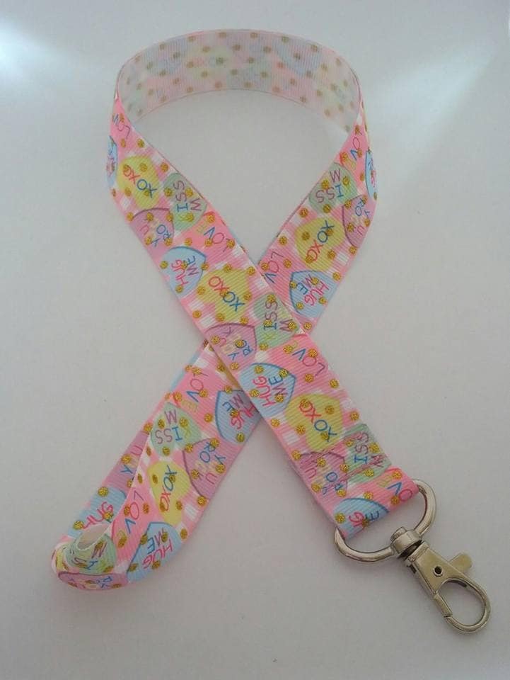 Love Herz Valentinstag Schlüsselband/Id Ausweishalter von Purpleponypets