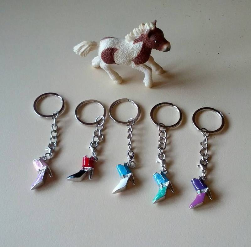 Pferd Cowboy Stiefel Charme Schlüsselanhänger Mit Farbigen Kristallen - Geschenke Für Cowgirls Reiter/Gastgeschenke von Purpleponypets