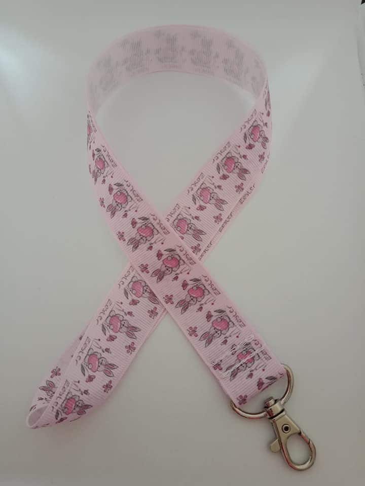 Rosa Osterhase Lanyard/Ausweishalter von Purpleponypets