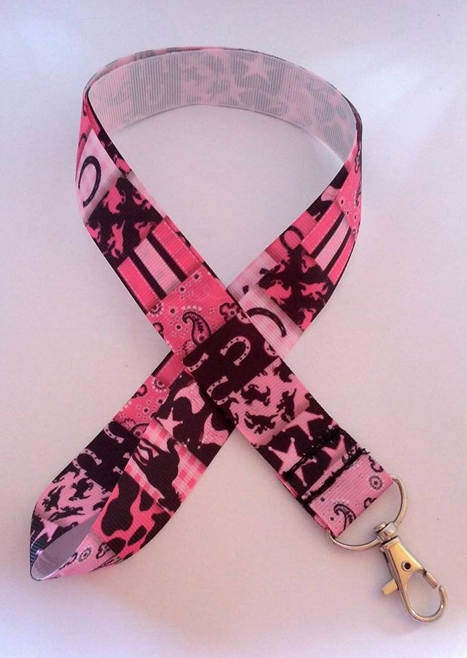 Rosa-Schwarzes Pferd Lanyard/Ausweishalter von Purpleponypets
