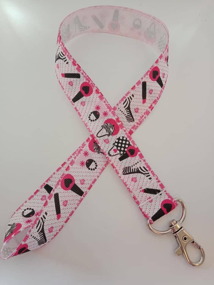 Rosa Und Schwarzes Make-Up/Kosmetik Mode-Schlüsselband Ausweishalter von Purpleponypets