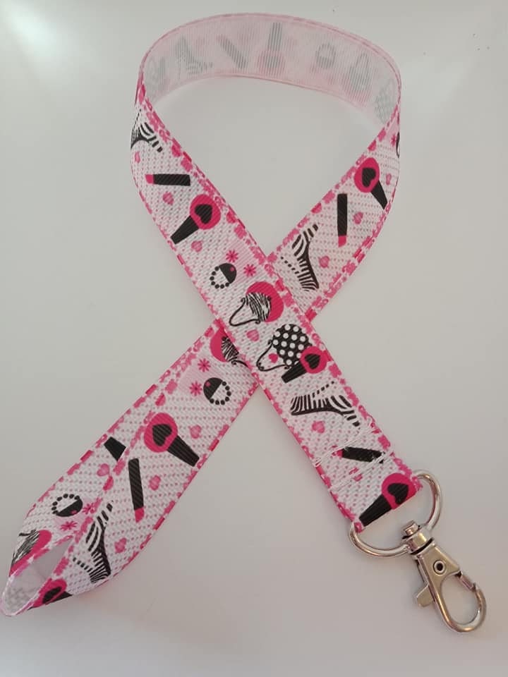 Rosa Und Schwarzes Make-Up/Kosmetik Mode-Schlüsselband Ausweishalter von Purpleponypets