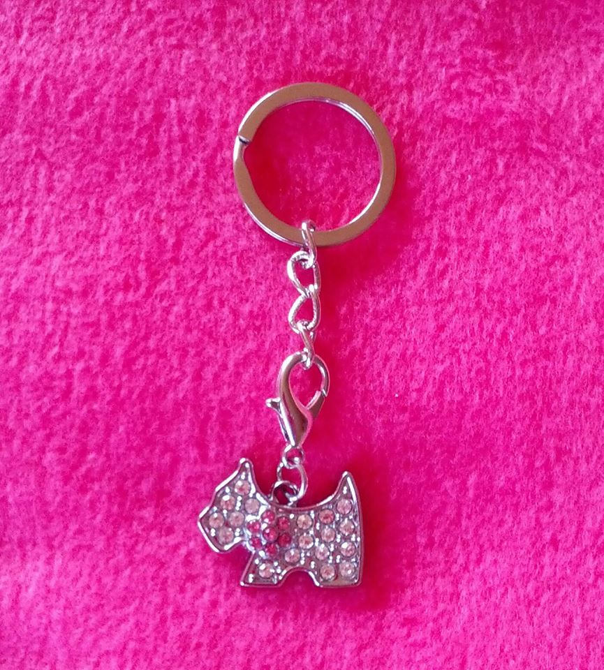 Silber Hund Kristall Schlüsselanhänger / von Purpleponypets