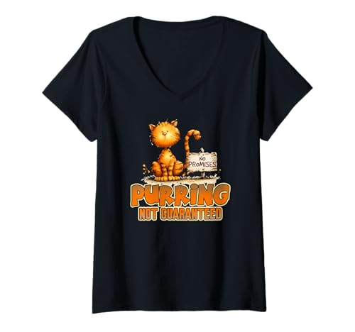Damen Purring not guaranteed T-Shirt mit V-Ausschnitt Damen Purring not guaranteed T-Shirt mit V-Ausschnitt von Purr Purring Guaranteed Cats Kitten Feline