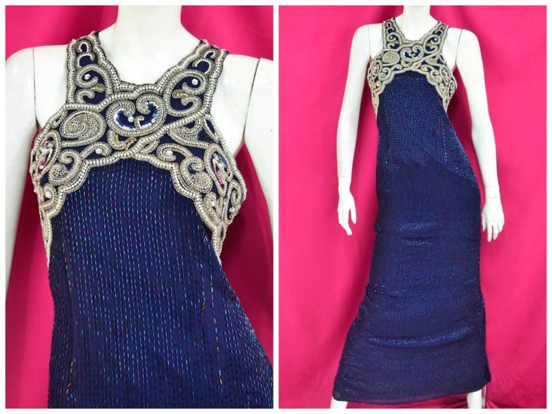 Vintage Diane Freis Original Wunderschönes Abendkleid Mit Pailletten Und Perlen in Gold Lila-Blau Vintage Diane Freis Original Wunderschönes Abendkleid Mit Pailletten Und Perlen in Gold Lila-Blau von PurseDibs