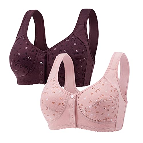 2PC Damen BH Ohne Bügel Push-Up BH Elegant Baumwolle Bustier Sport BH Einfarbig Stretch Klassische Bustier Lifting Soft BH Tank Top Nahtlose Klassische Bequem Stretch Bra mit Knopf (C, 100B) von Pursuit-W