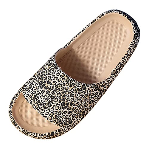 Pursuit-W Schlappen Damen Badeschlappen Badeschuhe Hausschuhe Slippers Leopard Airfoot Super Weiche Sohle rutschfeste Badelatschen Sommer Wolkenschuhe Unisex Indoor/Outdoor Duschsandale von Pursuit-W