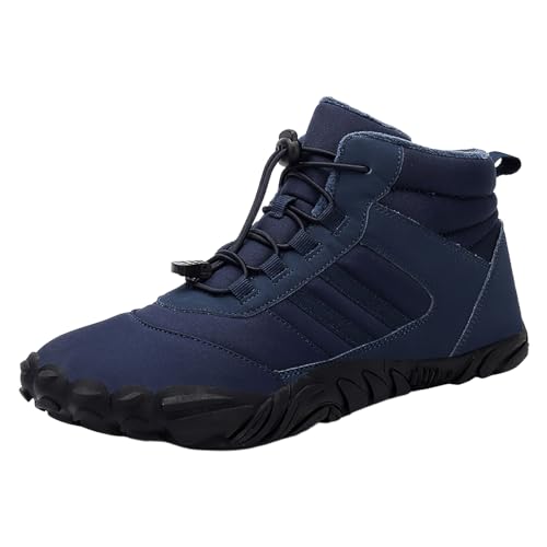 Barfußschuhe Herren Damen Winter Barfussschuhe Wasserdicht Rutschfeste Winterstiefel Barfuss Schuhe Traillaufschuhe Warm Gefüttert Winterschuhe Unisex Outdoor Leicht Schlupfstiefel (01-Blue, 39) von Pursuit-W