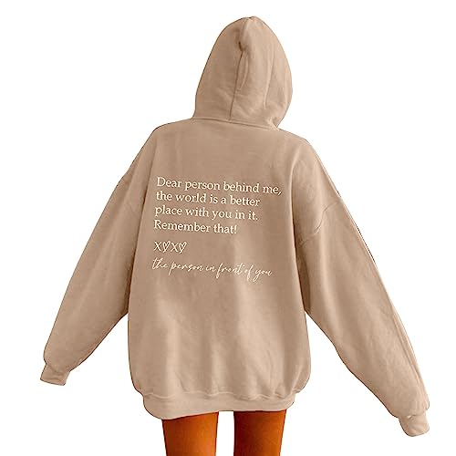 Damen Kapuzenpullover Hoodie Sweatshirt Rückendruck Letter Print Dear Person Behind Me Hoodie Langarm E-Girl Pullover Oversize Vintage Langarmshirt Streetwear Frühling/Herbst Unisex von Pursuit-W