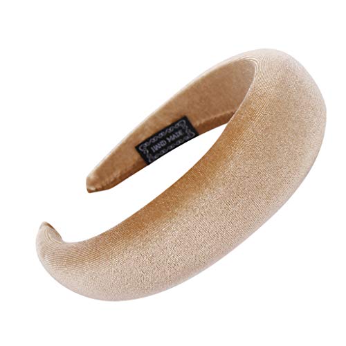 Haarreif Damen Klassischer Basic Haarreif Samt Breit Stirnband Kopfband Haarband Minimalistischen Haarschmuck Elegant Vintage Haarband Sport Stirnbänder für Mädchen Frauen (02-Khaki, One Size) von Pursuit-W