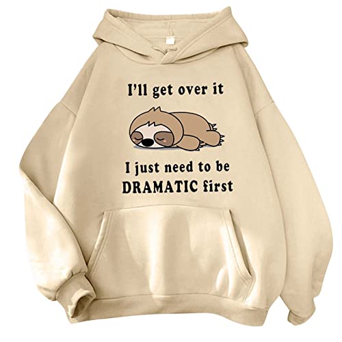 Kawaii Hoodie Pullover Teenager Mädchen Herbst Winter Kapuzenpullover Damen Sweatshirt Kapuze Sport Warme Oberteile Kapuzenpulli Kreativer Süße Cartoon Bequeme Langarm Warm Outwear (02-Khaki, S) von Pursuit-W