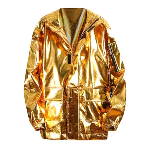 Herren Glitzer Jacke Metallic Reflektierend Bomberjacke Glänzend Reißverschluss Kapuzenjacke Helle Oberfläche Herrenjacke Langarm Manteljacke Karneval Kostüm Hip Hop Streetwear Strickjacke Herren Glitzer Jacke Metallic Reflektierend Bomberjacke Glänzend Reißverschluss Kapuzenjacke Helle Oberfläche Herrenjacke Langarm Manteljacke Karneval Kostüm Hip Hop Streetwear Strickjacke von Pursuit-W