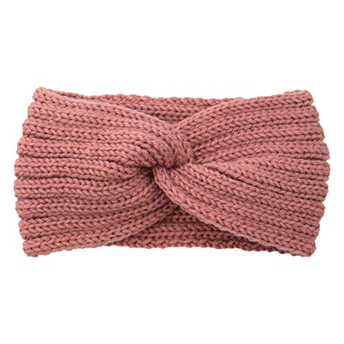 Stirnband Damen Winter Strick Ohrenwärmer Haarband Haarreifen Mädchen Geknotet Gestrickt Stirnbänder Verdicken Frauen Haarbänder Häkelarbeit Elastische Plüsch Sport (03-Watermelon Red, One size) von Pursuit-W