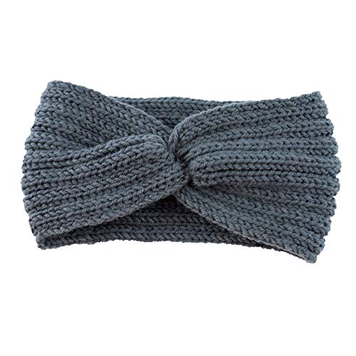 Stirnband Damen Winter Strick Ohrenwärmer Haarband Haarreifen Mädchen Geknotet Gestrickt Stirnbänder Verdicken Frauen Haarbänder Häkelarbeit Elastische Plüsch Sport Skifahren (01-Dark Gray, One size) von Pursuit-W