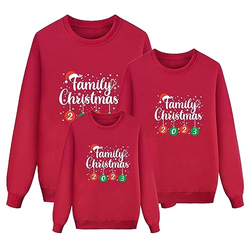 Weihnachtspullover Familie Set Winterpullover Kinder Damen Herren Hässlicher Pärchen Weihnachten Pullover Warm Winter Sweatshirt Ugly Pullis Jumper Weihnachtspullis Langarm Strickpullover von Pursuit-W