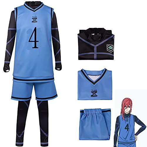 Puruuige Blue Lock Cosplay Kostüm Isagi Yoichi Fußball Trikot Uniform Komplettes Set Bachira Meguru Trainingsanzug Anzüge Anime Rollenspiel Halloween Kostüm, Nr. 4-Chigiri Hyoma, XXL von Puruuige
