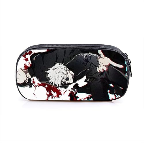 Puruuige Geto Suguru Anime Federmäppchen Gojo Satoru Federmäppchen Große Kapazität Tragbare Stifteetui Aufbewahrungstasche für Teenager Schule Bürobedarf Reißverschluss Bleistiftbox für Schule von Puruuige