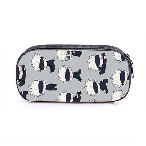 Puruuige Geto Suguru Anime Federmäppchen Gojo Satoru Federmäppchen Große Kapazität Tragbare Stifteetui Aufbewahrungstasche für Teenager Schule Bürobedarf Reißverschluss Bleistiftbox für Schule von Puruuige