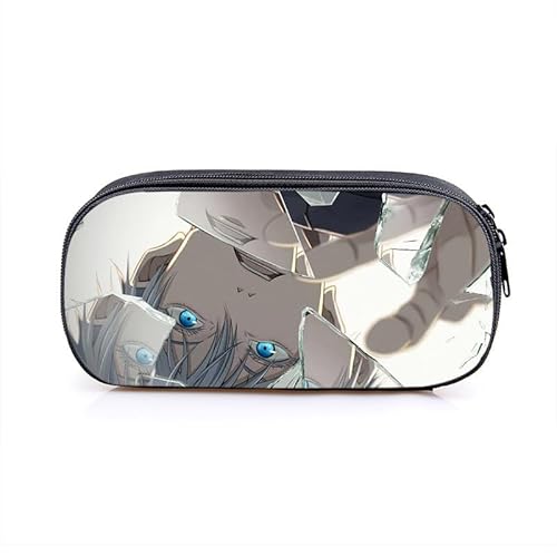 Puruuige Geto Suguru Anime Federmäppchen Gojo Satoru Federmäppchen Große Kapazität Tragbare Stifteetui Aufbewahrungstasche für Teenager Schule Bürobedarf Reißverschluss Bleistiftbox für Schule von Puruuige