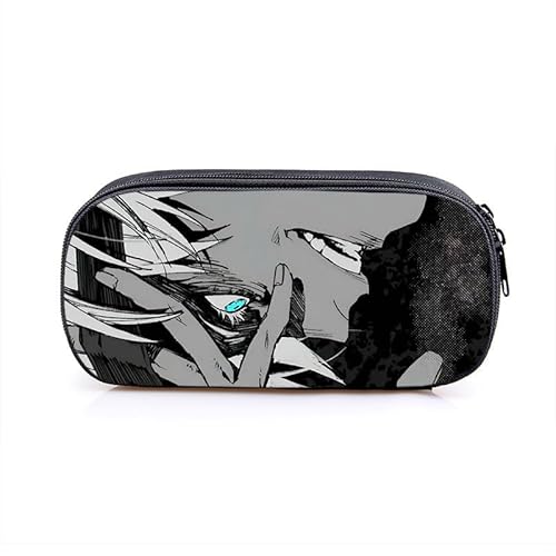 Puruuige Geto Suguru Anime Federmäppchen Gojo Satoru Federmäppchen Große Kapazität Tragbare Stifteetui Aufbewahrungstasche für Teenager Schule Bürobedarf Reißverschluss Bleistiftbox für Schule von Puruuige