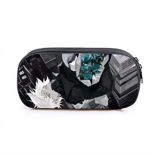 Puruuige Geto Suguru Anime Federmäppchen Gojo Satoru Federmäppchen Große Kapazität Tragbare Stifteetui Aufbewahrungstasche für Teenager Schule Bürobedarf Reißverschluss Bleistiftbox für Schule von Puruuige