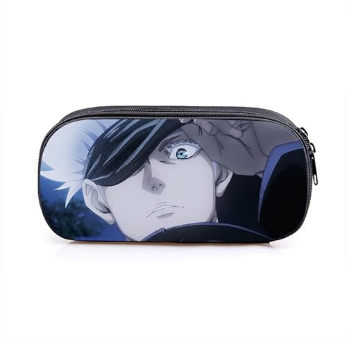 Puruuige Geto Suguru Anime Federmäppchen Gojo Satoru Federmäppchen Große Kapazität Tragbare Stifteetui Aufbewahrungstasche für Teenager Schule Bürobedarf Reißverschluss Bleistiftbox für Schule von Puruuige