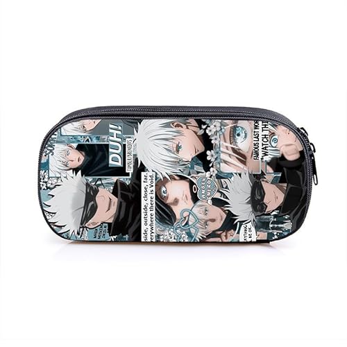 Puruuige Geto Suguru Anime Federmäppchen Gojo Satoru Federmäppchen Große Kapazität Tragbare Stifteetui Aufbewahrungstasche für Teenager Schule Bürobedarf Reißverschluss Bleistiftbox für Schule von Puruuige