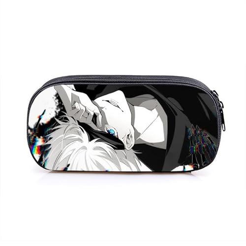 Puruuige Geto Suguru Anime Federmäppchen Gojo Satoru Federmäppchen Große Kapazität Tragbare Stifteetui Aufbewahrungstasche für Teenager Schule Bürobedarf Reißverschluss Bleistiftbox für Schule von Puruuige
