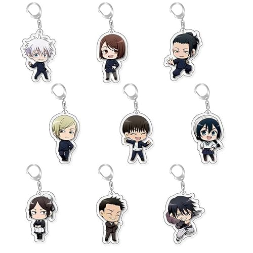 Puruuige Satoru Gojo-Schlüsselanhänger, Acryl, 6 cm, super süßer Anime-Anhänger, Geschenk, Figuren-Schlüsselanhänger für Anime-Fans, 6 Stück, 9 Stück., 2.4in von Puruuige