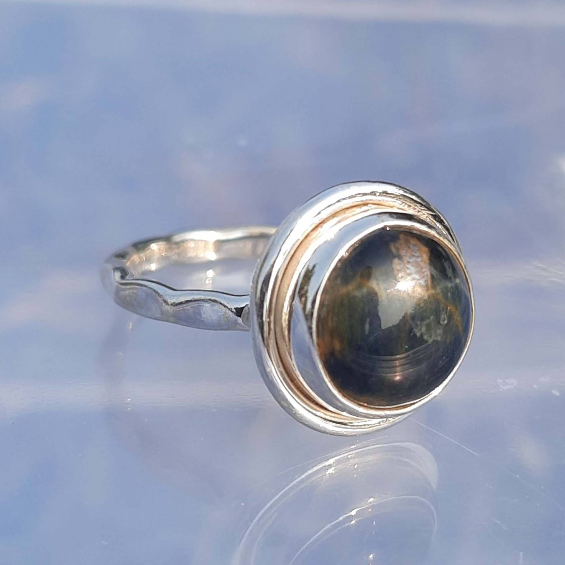 Blauer Tigerauge Ring, Edelstein Silber Ehering, Weihnachtsring, Boho Frauen Midi 925 Sterling Ring von PurviJewels