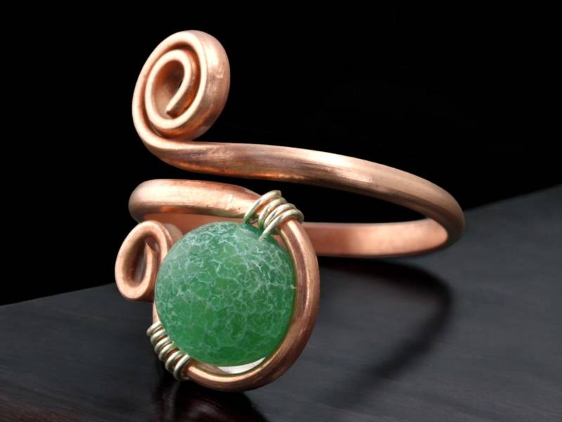 Achat Ring - Biegering Offen Kupfer Anpassbar Verspielt von SilberMondSchmiede