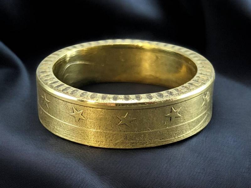 Handgefertigter Europa - Sterne Münzring 2002 Personalisierbare Gravur Möglich von SilberMondSchmiede