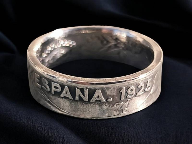 Spanien Münzringe - España 1925 1927 25 Centimos Silberfarben Mit Gravur Möglich von SilberMondSchmiede