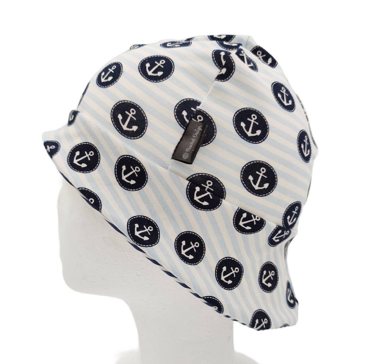 Jersey Sonnenhut Mütze Anker Hellblau Schwarz Puschel-Design® von PuschelDesign