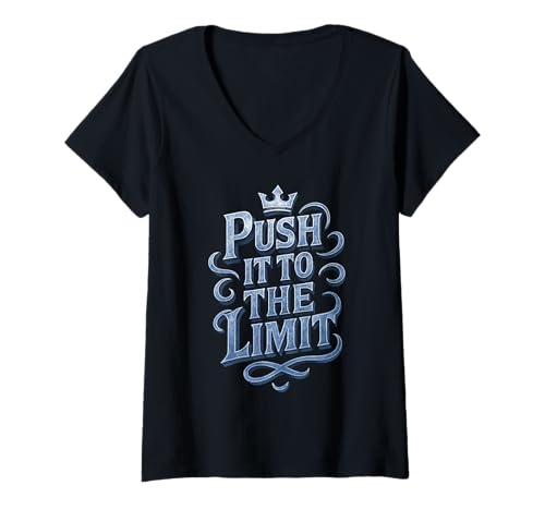 Damen Push It To The Limit | Training Workout MMA Zitat T-Shirt mit V-Ausschnitt Damen Push It To The Limit | Training Workout MMA Zitat T-Shirt mit V-Ausschnitt von Push Workout Style Mood