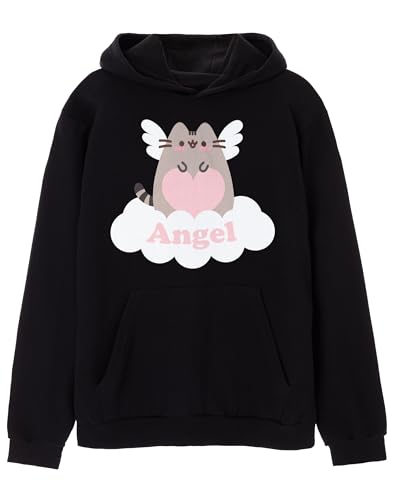 Pusheen Angel Damen Schwarzer Kapuzenpullover | Authentisches Merchandise | Bequemes & stylisches Sweatshirt Fans von Pusheen