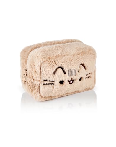 Pusheen Flauschige Make-up-Tasche für Damen | Damen Allover-Pelz mit gesticktem Logo in Hellbraun | Klassisches Logo Kosmetische Aufbewahrungstasche mit Reißverschluss Katzenbekleidungsbehälter Pusheen Flauschige Make-up-Tasche für Damen | Damen Allover-Pelz mit gesticktem Logo in Hellbraun | Klassisches Logo Kosmetische Aufbewahrungstasche mit Reißverschluss Katzenbekleidungsbehälter von Pusheen