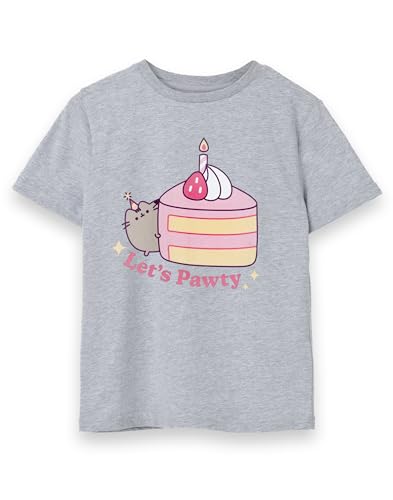 Pusheen Mädchen Party T-Shirt | Junge Damen Lets Pawty Geburtstagstorte Grafik T-Shirt | Niedliche Kitty Leichte Internet-Katzenbekleidung | Entzückendes Tageswäsche-Merchandise-Geschenk von Pusheen