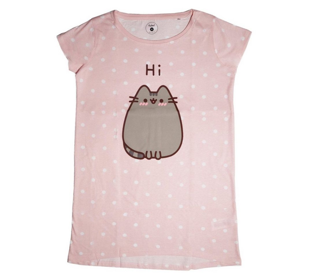 Pusheen Pyjamaoberteil Pusheen The Cat die Katze Damen kurzarm Schlafshirt Nachthemd Gr. XS bis XL, 100% Baumwolle von Pusheen