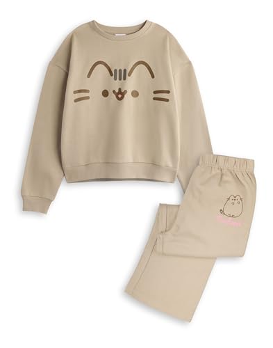 Pusheen Set aus Sweatshirt und Jogginghose für Mädchen | Pullover und Hose mit grafischem Print „Big Kinder in Beige von Pusheen