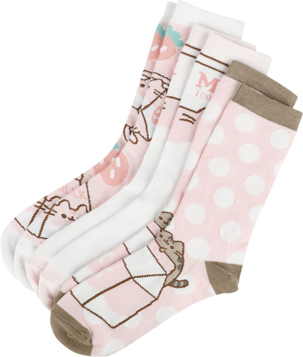 Pusheen Socken - Strawberry - EU35-38 bis EU39-42 - für Damen - Größe EU 39-42 - multicolor  - EMP exklusives Merchandise! von Pusheen