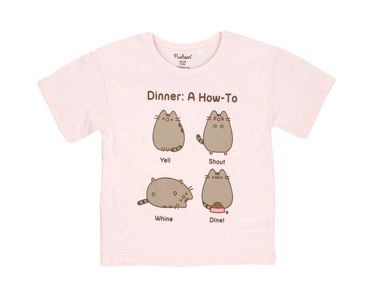 Pusheen T-Shirt Dinner A How-To Mädchen (1-tlg) Shirt, Oberteil, Leibchen, Funktionsshirt, Shortsleeve Shirt von Pusheen