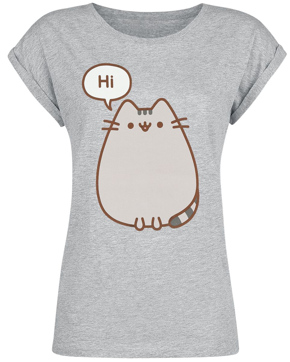 Pusheen T-Shirt - Hi Bye - 4XL - für Damen - Größe 4XL - grau meliert  - EMP exklusives Merchandise! von Pusheen