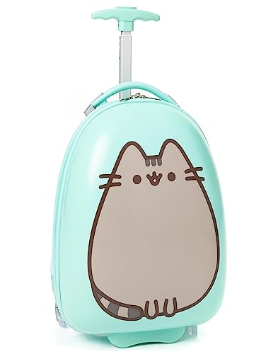 Pusheen The Cat Koffer Kinder | Mädchen Jugendliche Mintgrün Kleines Handgepäck mit Hartschale und ausziehbarem Griff für den Urlaub | Lächelnde Cartoon-Katzen-Merchandise von Pusheen