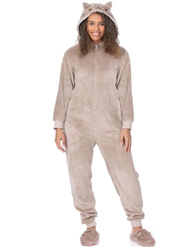Pusheen The Cat Onesie Damen | Damen Neuheit Braun All In One Pyjamas | Cartoon Katze mit 3D Ohren Schwanz Charakter Loungewear Merchandise Geschenke von Pusheen