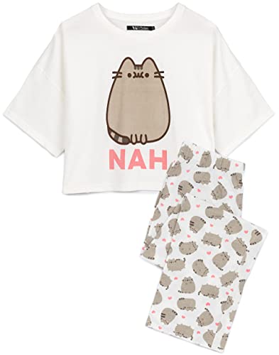 Pusheen Womens Pyjamas | Adults Ladies Cartoon Cat Nah White T-Shirt with Long Bottoms Pjs | Animal Anime Merchandise - Large von Pusheen