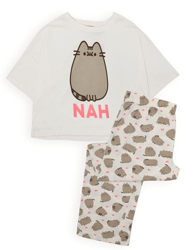 Pusheen Womens Pyjamas | Adults Ladies Cartoon Cat Nah White T-Shirt with Long Bottoms Pjs | Animal Anime Merchandise - Large von Pusheen