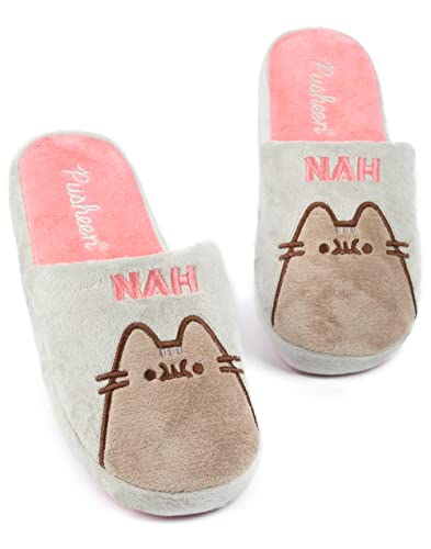 Pusheen Hausschuhe für Damen | Graue NAH- oder braune Fell-Plüsch-Katzen-Charakter-Designoptionen für Erwachsene und Teenager | Hausschuhe mit Anime-Cartoon-Tiermotiv von Pusheen
