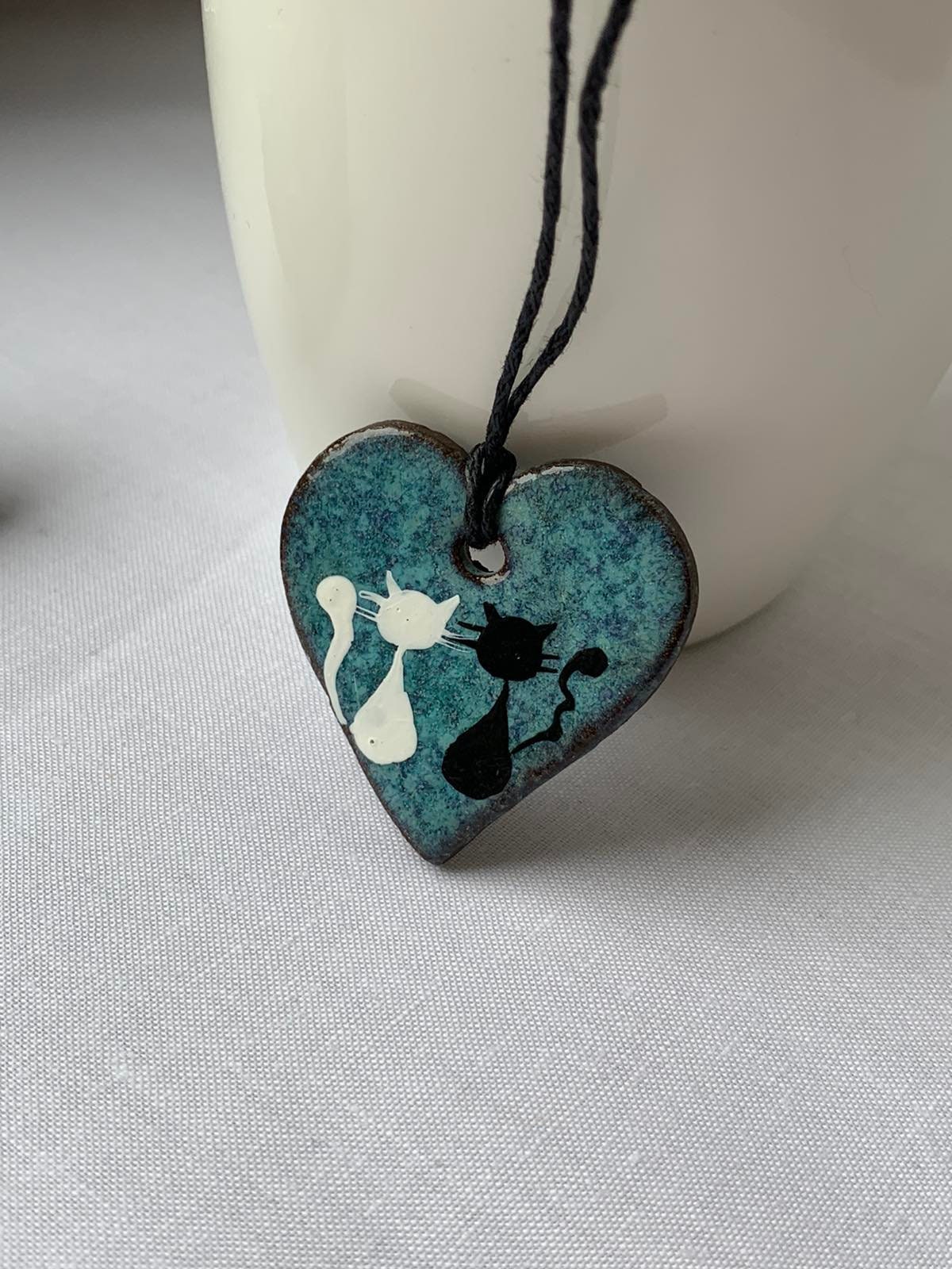 Keramik Katzen Anhänger Katze Halskette Ukraine Geschäfte Verkäufer Kätzchen Liebhaber Geschenke Kunstvolle Schmuck von PushkarFamilyStudio