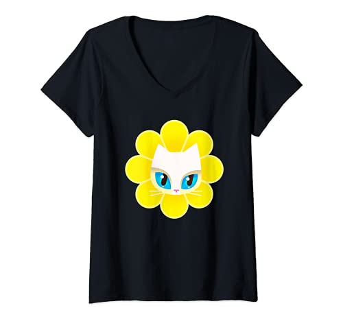 Damen Pussy Deluxe Flower Power T-Shirt mit V-Ausschnitt von Pussy Deluxe